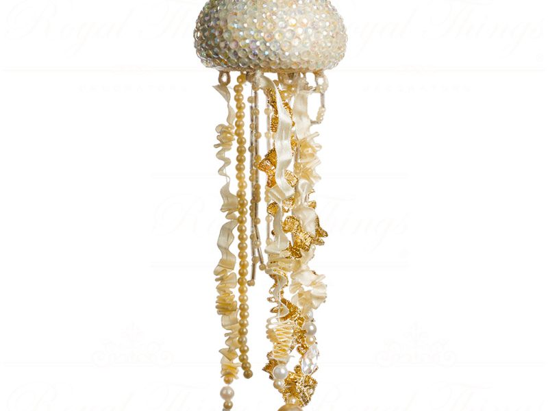 B 90215 Goodwill Christmas Ornaments Glam Jewel Jellyfish Ornament Cream Champagne Gold Vari Champagne