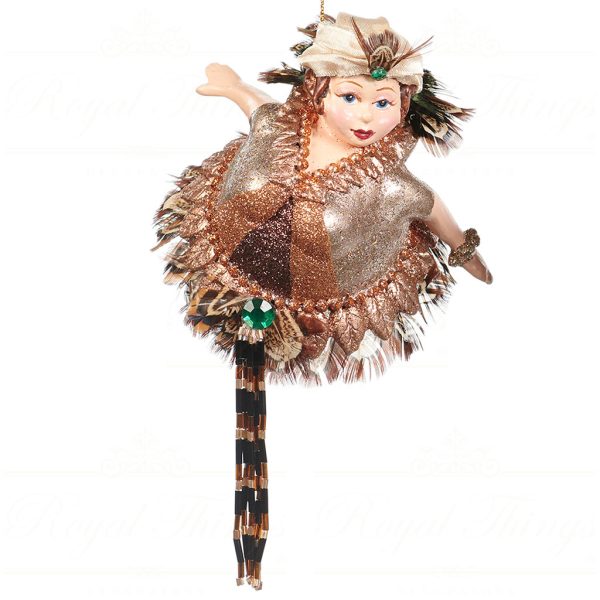 B 92155 Goodwill Christmas Ornaments Art Deco Chubby Lady Ornament Gold Green Brown Variation A
