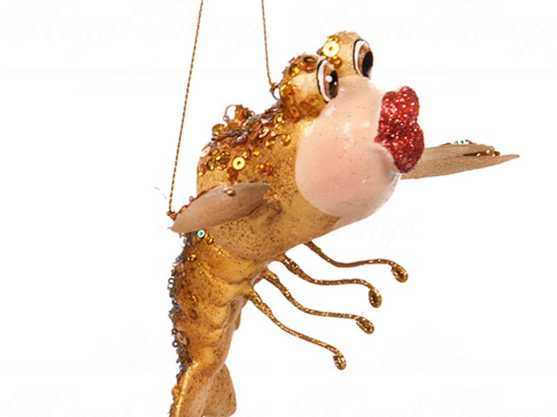 B 98210 Goodwill Christmas Ornaments Glamour Diva Lobster Ornament Green Gold Blue Detail2