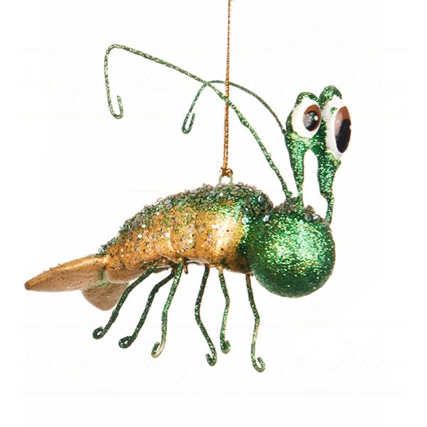 B 98217 Goodwill Christmas Ornaments Glamour Diva Shrimp Ornament Green Gold Blue Detail1