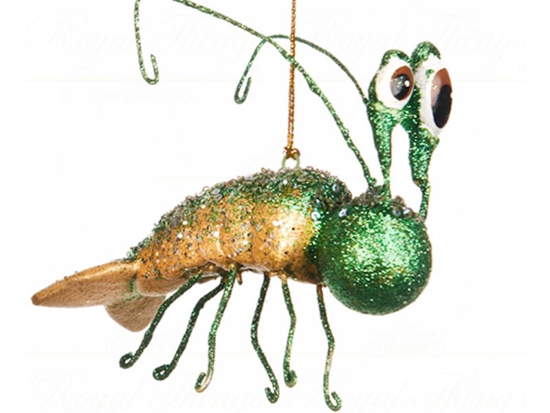 B 98217 Goodwill Christmas Ornaments Glamour Diva Shrimp Ornament Green Gold Blue Detail1