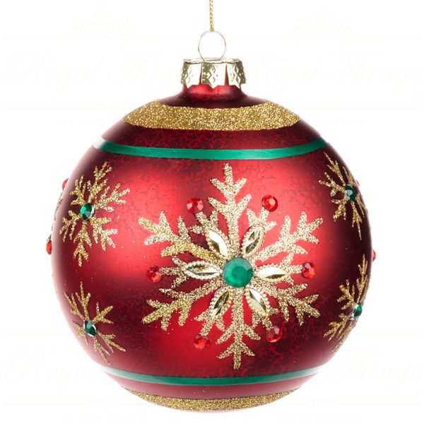 Bg 50056 Goodwill Glass Christmas Balls Glass Jewel Snowflakes Ball Onion Ornament Red Gold Vari Round