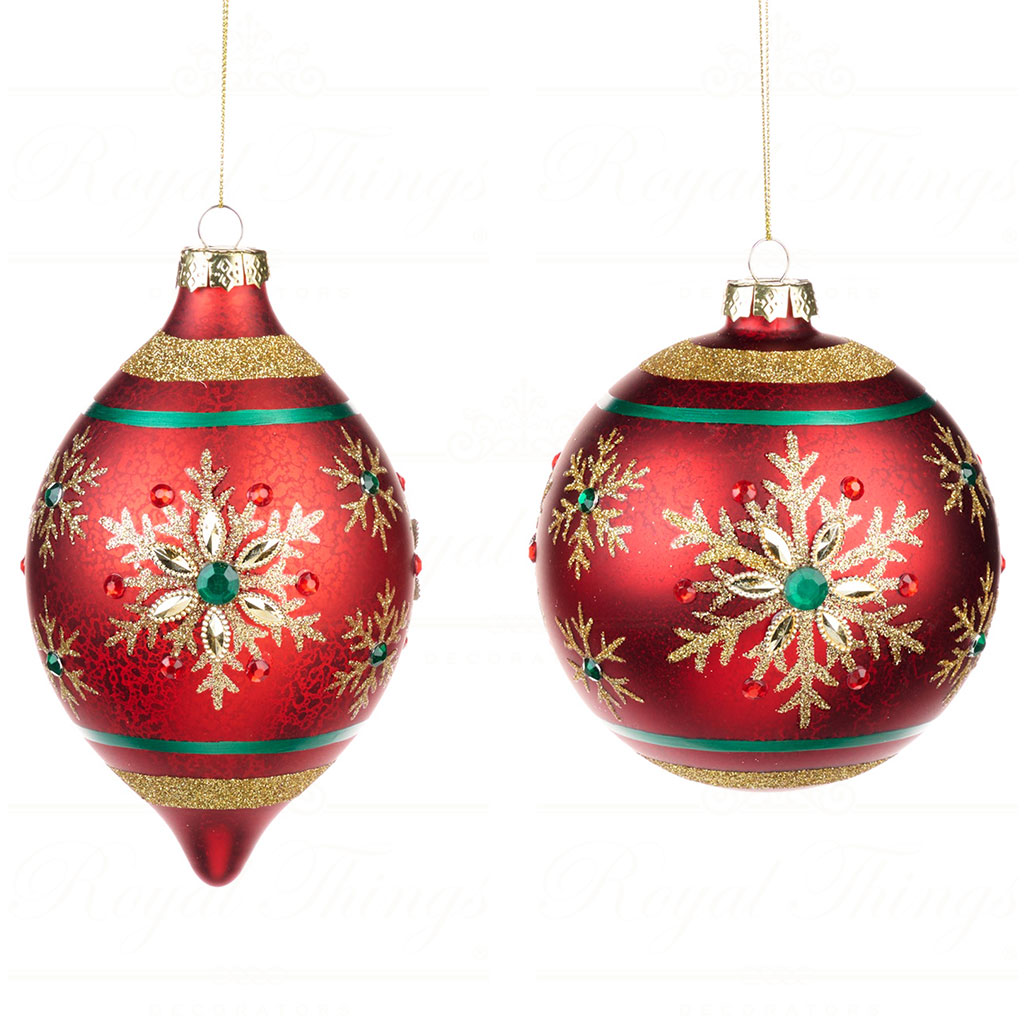 BG 50056 goodwill glass christmas balls glass jewel snowflakes ball onion ornament red gold Bg 50056 Goodwill Glass Christmas Balls Glass Jewel Snowflakes Ball Onion Ornament Red Gold
