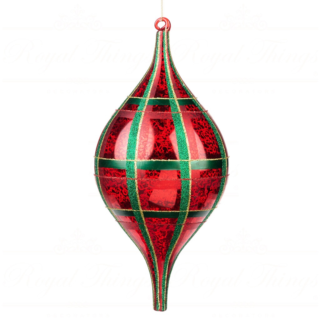 BG 50067 goodwill glass christmas ornaments glass ant.tartan finial ornament red green gold Bg 50067 Goodwill Glass Christmas Ornaments Glass Ant.tartan Finial Ornament Red Green Gold