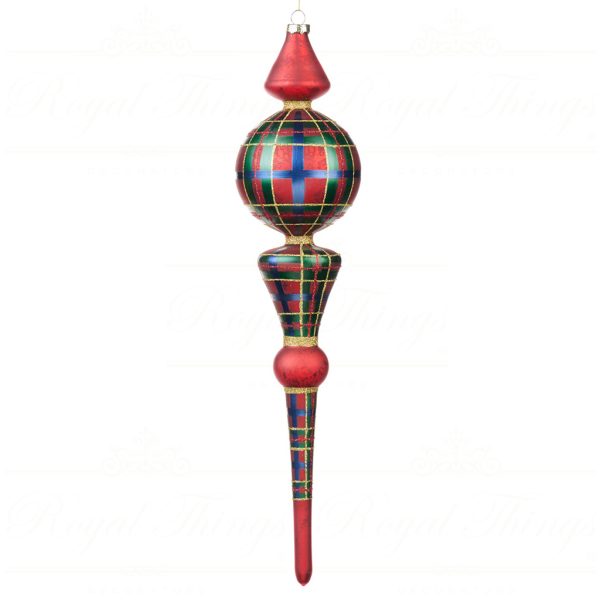 Bg 50075 Goodwill Glass Christmas Balls Antique Tartan Finial Red Green Vari B