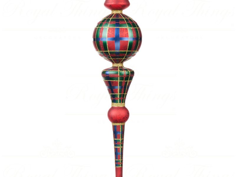 Bg 50075 Goodwill Glass Christmas Balls Antique Tartan Finial Red Green Vari B