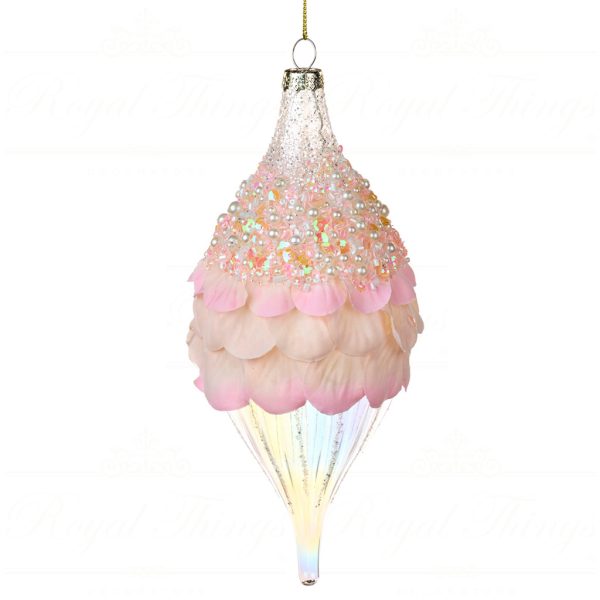 Glass Petal & Pearl Finial 22 cm