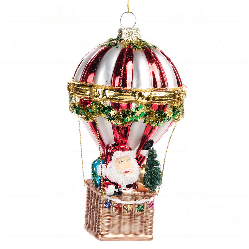 BG 50107 goodwill glass christmas ornaments glass xmas santa in hot air balloon ornament red white Bg 50107 Goodwill Glass Christmas Ornaments Glass Xmas Santa In Hot Air Balloon Ornament Red White