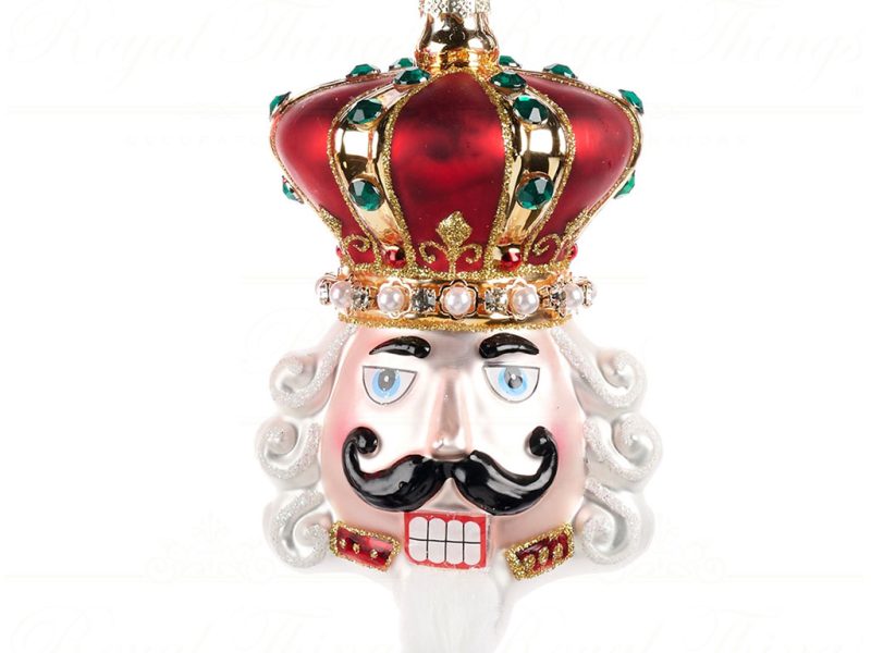 Bg 50110 Goodwill Glass Christmas Ornaments Glass Jewel Nutcracker Head Ornament Red White Vari A