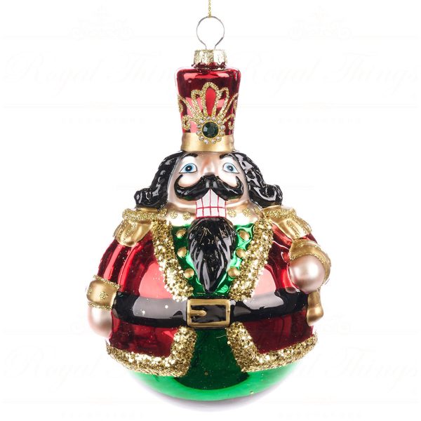 Bg 50113 Goodwill Glass Christmas Balls Glass Round Nutcracker Ball Ornament Red Green Gold