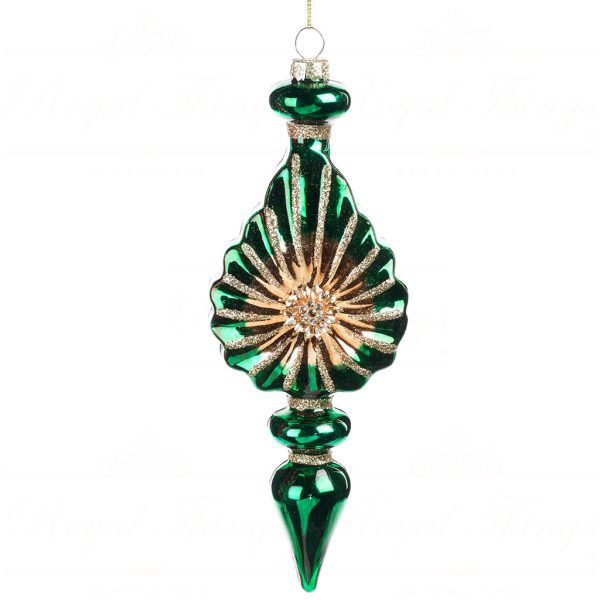 Bg 50116 Goodwill Glass Christmas Balls Glass Jewel Finial Ornament Red Green Gold Vari Green