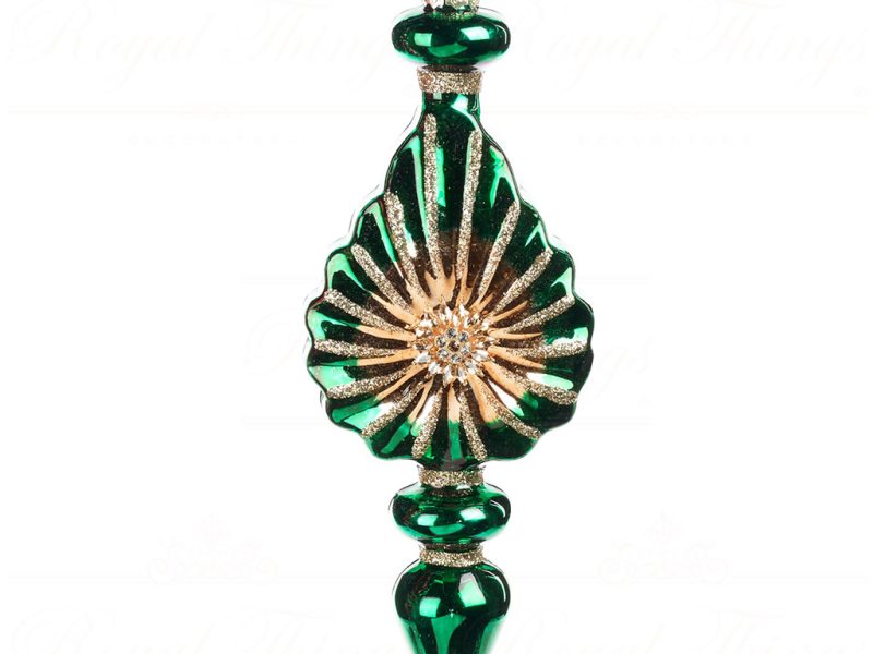 Bg 50116 Goodwill Glass Christmas Balls Glass Jewel Finial Ornament Red Green Gold Vari Green