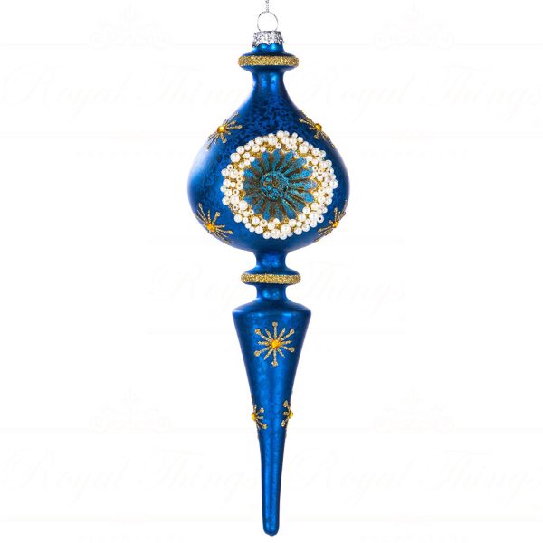 Bg 50209 Goodwill Glass Christmas Balls Glass Pearl Reflector Finial Ornament Blue Gold White Vari Onion