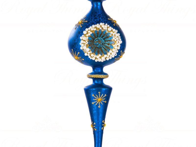 Bg 50209 Goodwill Glass Christmas Balls Glass Pearl Reflector Finial Ornament Blue Gold White Vari Onion