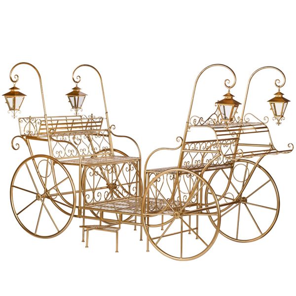 Bm 99200 Christmas Decorative Items Metal Open Carriage Display Gold