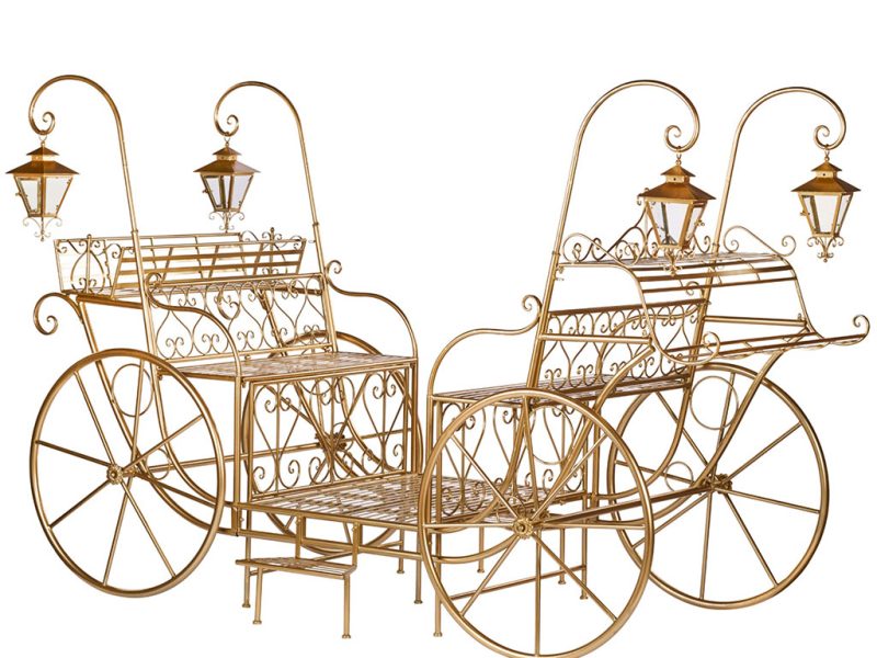 Bm 99200 Christmas Decorative Items Metal Open Carriage Display Gold