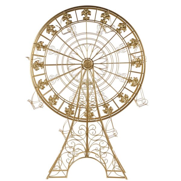 Bm 99201 Christmas Decorative Items Metal Ferris Wheel With 8 Seats Display Gold