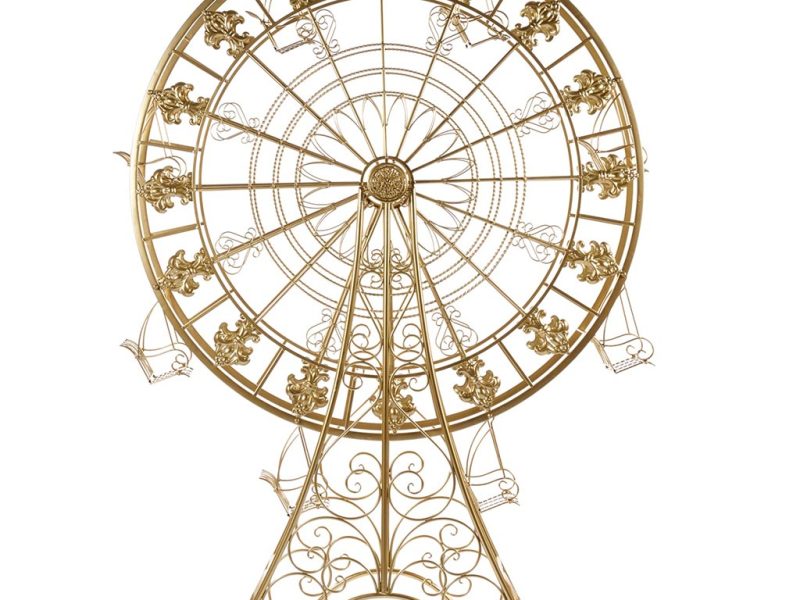 Bm 99201 Christmas Decorative Items Metal Ferris Wheel With 8 Seats Display Gold