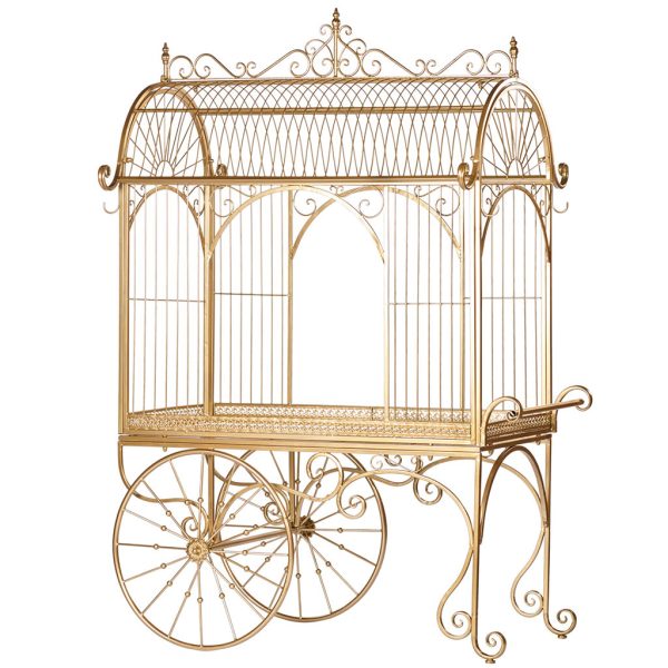 Bm 99202 Christmas Decorative Items Metal Dome Flower Cart Display Gold