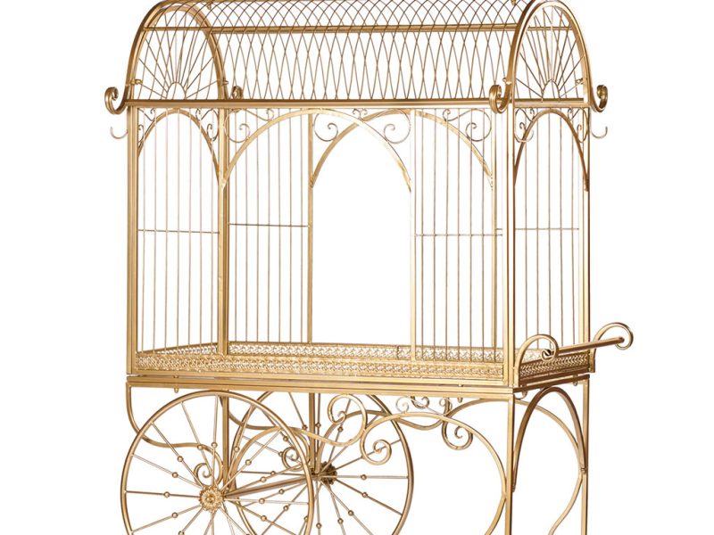 Bm 99202 Christmas Decorative Items Metal Dome Flower Cart Display Gold