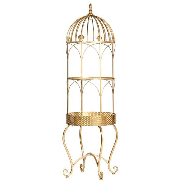 Bm 99203 Christmas Decorative Items Metal Dome Plant Stand Display Gold