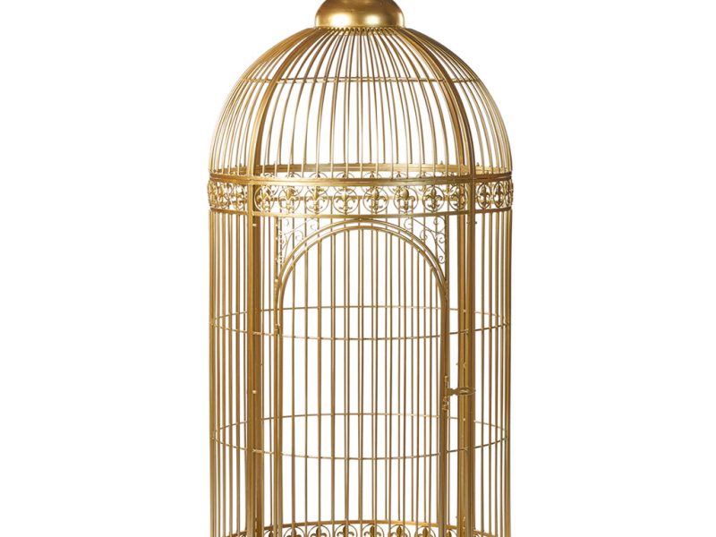 Bm 99206 Christmas Decorative Items Metal Bird Cage Display Gold