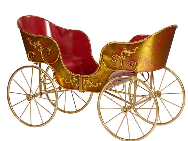 Bm 99211 Christmas Decorative Items Metal Open Carriage Display Gold Burgundy