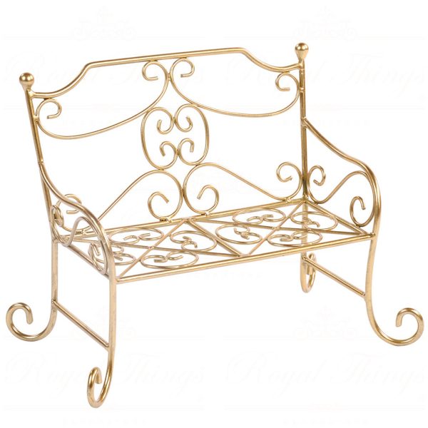 Bm 99213 Goodwill Christmas Decorative Items Metal Doll Seat Bench Tabletop Gold