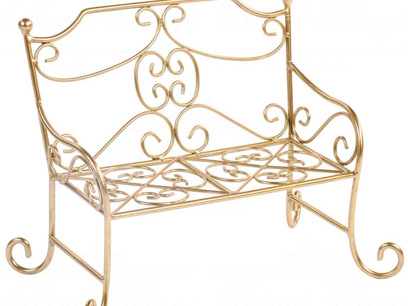Bm 99213 Goodwill Christmas Decorative Items Metal Doll Seat Bench Tabletop Gold