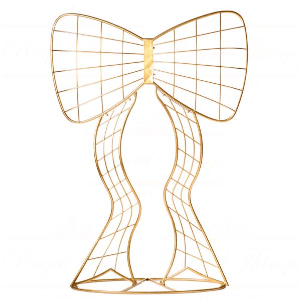 Bm 99259 Goodwill Christmas Decorative Items Metal Bow On Stand Display Gold