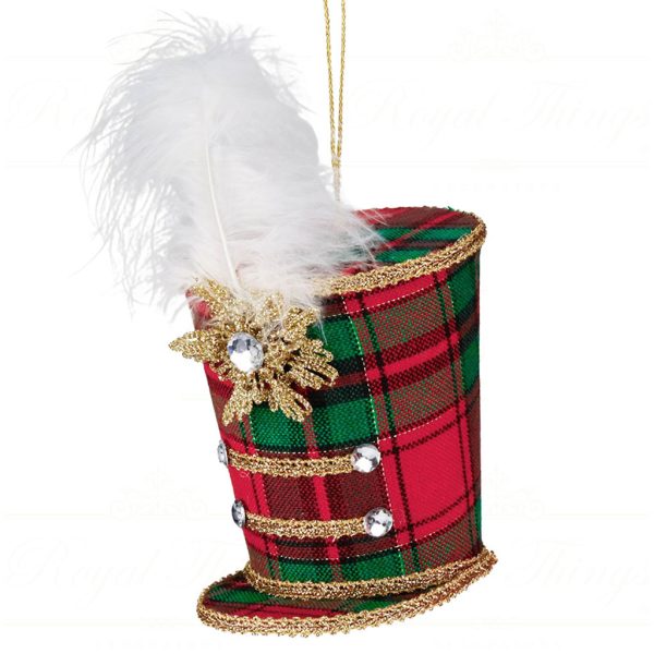 Br 41004 Goodwill Christmas Ornaments Fabric Tartan Top Hat Ornament Red Green Gold Vari Tartan