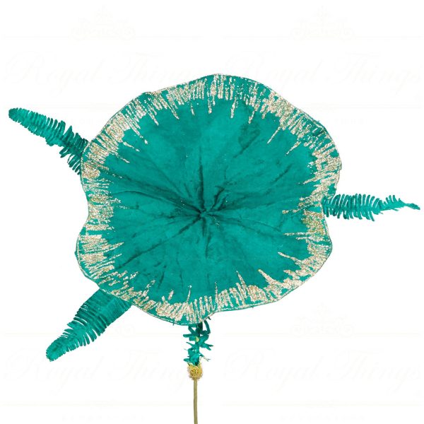 Br 41111 Goodwill Christmas Branches Fabric Lotus Lily Pad Stem Green Blue Gold