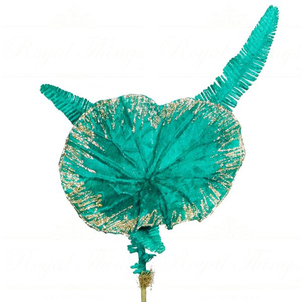 Br 41114 Goodwill Christmas Branches Fabric Lotus Lily Pad Stem Green Blue Gold