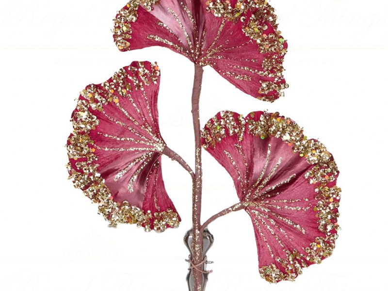Br 41118 Goodwill Branches Pap Ginkgo Leaf On Clip Pink Gold