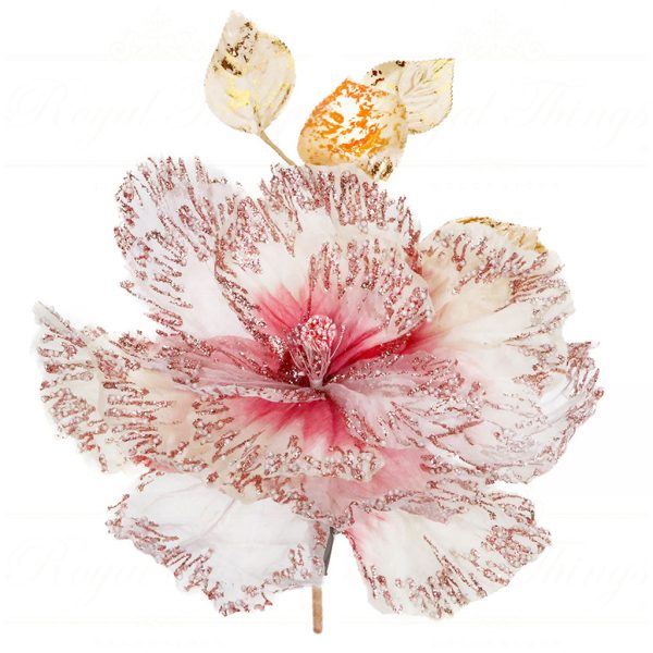 Br 41149 Goodwill Christmas Flowers Fabric Flower On Clip Pink Gold