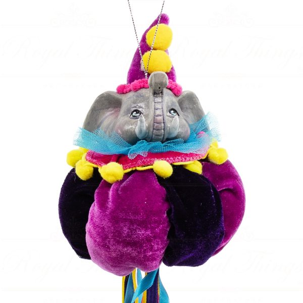 C 10359 Goodwill Christmas Ornaments Cirque Magique Elephant Tassel Ornament Blue Pink Yellow Detail2