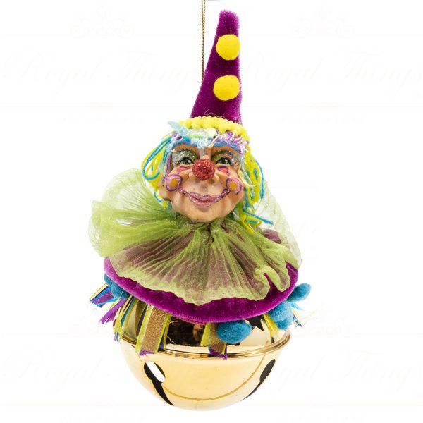 C 10383 Goodwill Christmas Ornaments Cirque Magique Clown Bell Ornament Blue Green Pink Detail1
