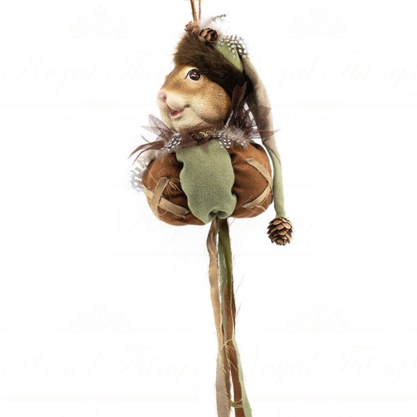 C 11024 Goodwill Christmas Ornaments Woodland Squirrel Ball Brown Green Cream
