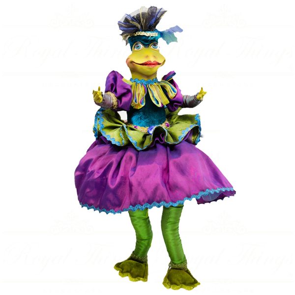 C 11033 Goodwill Animal Dolls Mardi Gras Peacock Frog Girl Doll Purple Green Blue