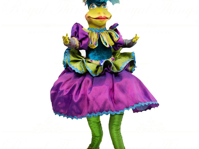 C 11033 Goodwill Animal Dolls Mardi Gras Peacock Frog Girl Doll Purple Green Blue