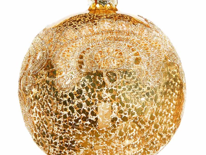 C 17152 Goodwill Christmas Balls Glass Antique Lace Ball Gold