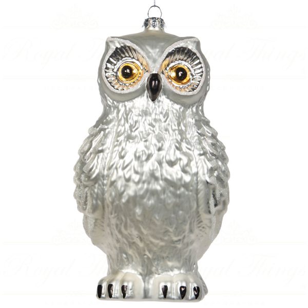 C 17372 Goodwill Glass Christmas Ornaments Glass Owl Ornament White