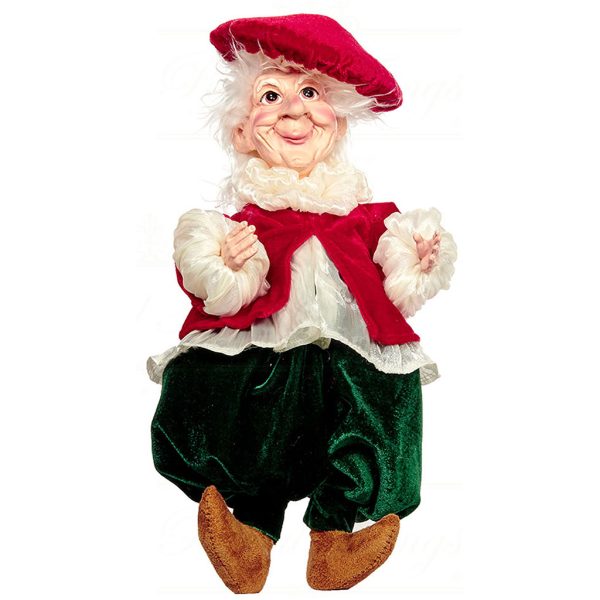 C 18057 Goodwill Fairy Elf Dolls Mushroom Puffy Elf Red Green Brown White Vari Green