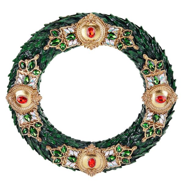 D 42041 Christmas Decorative Items Jewel Ornamental Wreath Wall Display Green Red Gold