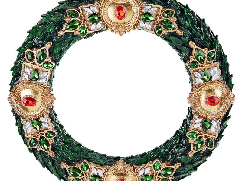 D 42041 Christmas Decorative Items Jewel Ornamental Wreath Wall Display Green Red Gold