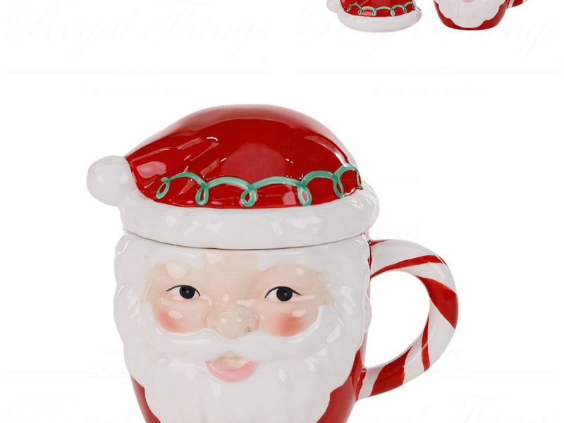 D 42047 Goodwill Christmas Decorative Items Dolom.candy Santa Mug With Lid Tabletop Red Green White