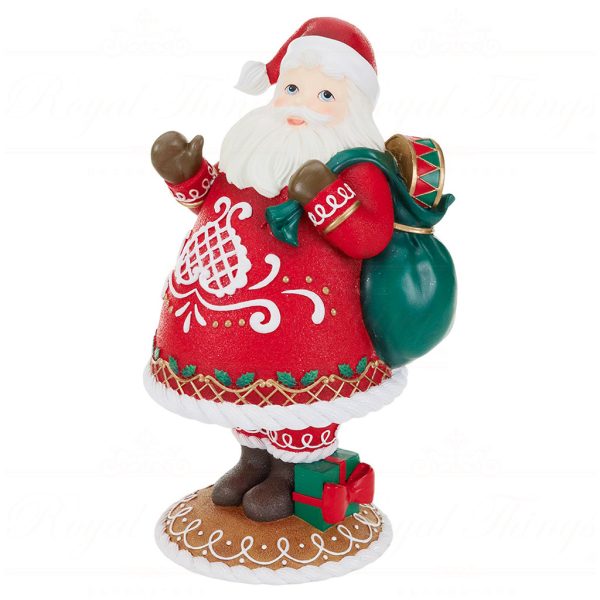 D 42145 Goodwill Christmas Decorative Items Gingerbread Santa With Bag Tabletop Red Green