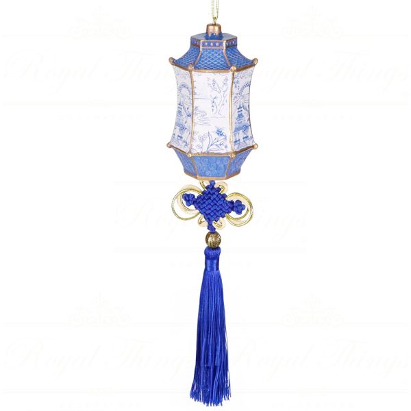 D 42205 Goodwill Christmas Ornaments Lantern With Tassel Ornament Blue White B