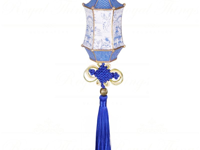 D 42205 Goodwill Christmas Ornaments Lantern With Tassel Ornament Blue White B