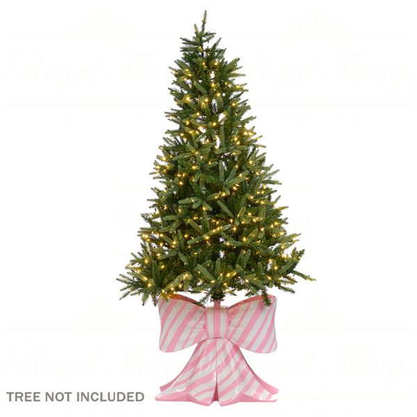 D 42211 Goodwill Christmas Decorative Items Striped Bow Tree Stand Pink White
